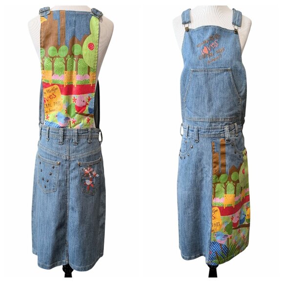 Rosalita McGee Womens Size S Love Central Park Painted Studs Denim Overall Dress - Picture 1 of 12